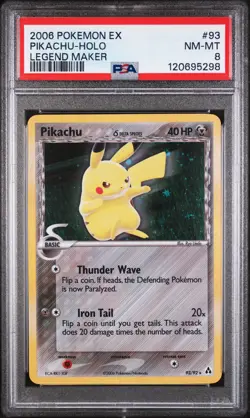 Pikachu Holo 93/92 Legend Maker Pokemon PSA 8 *298 - Image 1