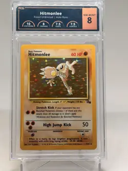 Hitmonlee 7/62 Fossil Holo Rare Unlimited PCG NM/MINT 8 Pokemon 10/8/7.5/7.5 - Image 1
