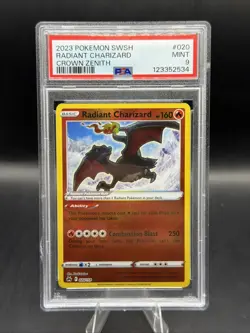 2023 POKEMON SWORD & SHIELD CROWN ZENITH #020 RADIANT CHARIZARD PSA 9 - Image 1