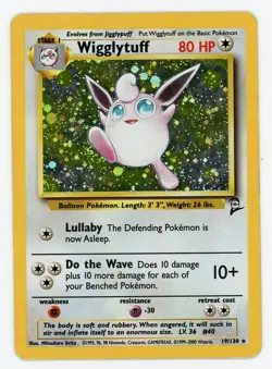 Pokemon Wigglytuff Base Set 2 Unlimited Holo Rare HP #19/130 - Image 1