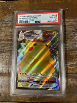 POKEMON 2020 Vivid Voltage Full Art PIKACHU Vmax #044 PSA 10 Gem Mint RARE - Image 1