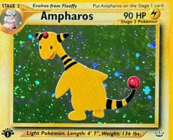 Pokemon TCG Ampharos 01/64 Neo Revelation Holo 1st Edition With Swirl 2000 LP - Image 3