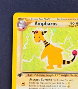 Pokemon TCG Ampharos 01/64 Neo Revelation Holo 1st Edition With Swirl 2000 LP - Image 4