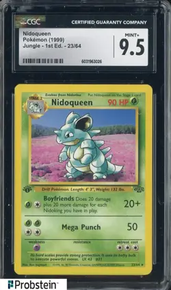 1999 Pokemon Jungle 1st Edition 23/64 Nidoqueen CGC 9.5 MINT+ - Image 1