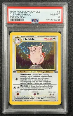CLEFABLE PSA 8 1999 POKEMON JUNGLE 1ST EDITION #1/64 HOLO 7498 - Image 1