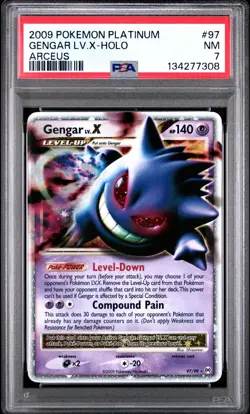 2009 Pokemon Platinum Arceus Gengar LV.X Holo 97/99 PSA 7 NM - Image 1