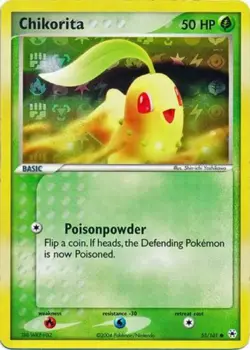 Damaged Chikorita - 55/101 - Common - Reverse Holo Pokemon Hidden Legends - Image 1