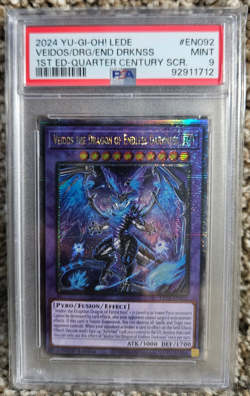2024 Yugioh LEDE-EN092 Veidos the Dragon of Endless Darkness (QCSR) PSA 9 - Image 1