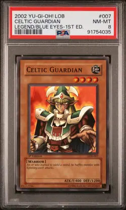 Celtic Guardian LOB-007 1st Edition Super Rare Glossy Yugioh PSA 8 *035 - Image 1