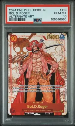 2024 One Piece OP09 Alternate Art Gol D. Roger #118 PSA 10 GEM MINT - Image 1