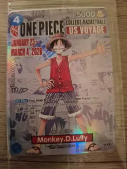 Sealed One Piece Monkey D. Luffy College Basketball US Voyage Promo Card - Image 1