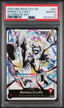 2025 One Piece Monkey D. Luffy Alternate Art Leader ST21-001 PSA 10 - Image 1