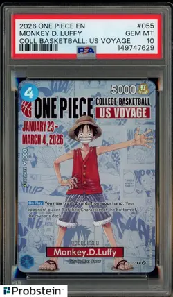 2026 One Piece EN College Basketball US Voyage #055 Monkey D Luffy PSA 10 - Image 1
