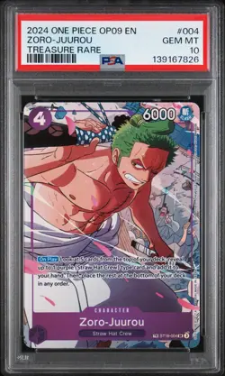 2024 One Piece OP09 Zoro-Juurou Treasure Rare TR ST18-004 PSA 10 - Image 1