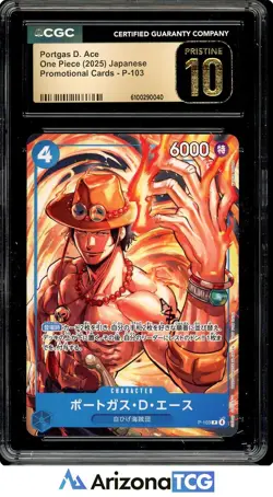 One Piece 2025 Portgas D. Ace P-103 One Piece Japanese Promo BLACK LABEL CGC 10 - Image 1