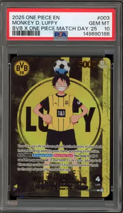 One Piece CCG Monkey.D.Luffy BVB X One Piece Match Day '25 Promo ST13-003 PSA 10 - Image 1