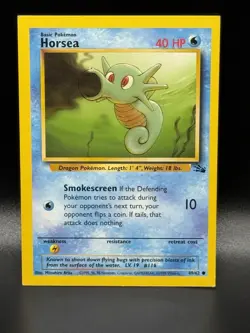 HORSEA - 49/62 - Fossil - Pokemon Card - LP - ERROR SQUARE CUT VINTAGE - Image 1