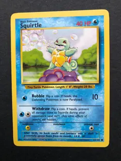 Squirtle Pokemon Card 63/102 Base Set WOTC 1999 Pokemon TCG - NM! - Image 1
