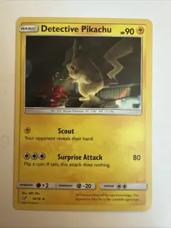 Detective Pikachu Pokemon Card - Detective Pikachu 10/18 - Holo Rare - Image 1