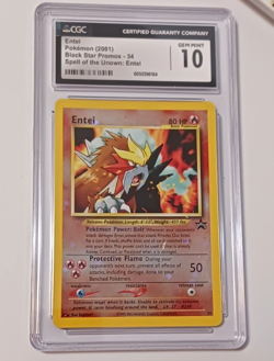 Entei Pokemon Card CGC 10 2001 Black Star Promos 34 Spell of the Unown foil - Image 1