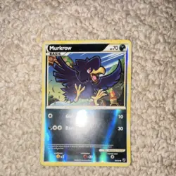 Pokemon TCG Murkrow Reverse Holo 59/90 Basic 2010 HP70 Glide Dark Cutter Card - Image 1