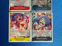 Emporio.Ivankov One Piece TCG 4-card lot ST12 Super Rare+OP5/OP12 Uncommon-PWE - Image 4