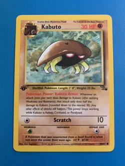 1st Edition Kabuto 50/62 Fossil Set Rare Vintage 1999 Pokemon Card - NM - Image 1
