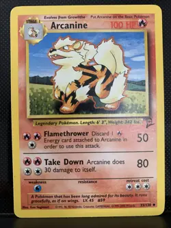 Pokemon TCG Arcanine Base Set 2 Unlimited Vintage Card 33/130 Ken Sugimori - Image 1