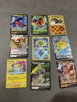 Pokemon TCG Holo V Card Lot 9 Cards Garchomp V, Orbeetle V, Radiant Hawlucha - Image 1