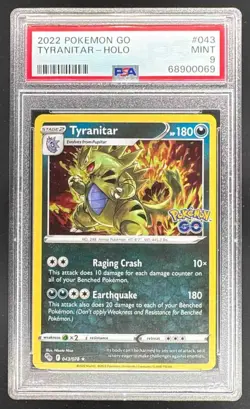 68900069 Tyranitar 2022 Pokemon Sword & Shield Pokemon GO #043 PSA 9 - Image 1