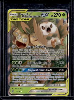 2019 Pokemon SM Unified Minds Rowlet Alolan Exeggutor Tag Team Holo #1/236 - Image 1