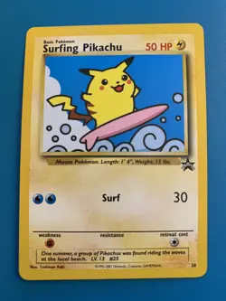 Surfing Pikachu #28 Black Star Promo Rare Vintage Pokemon Card - NM - Image 1