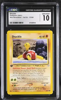 CGC GEM MINT 10 Pokemon Shuckle 51/64 2001 Neo Revelation 1st Edition - Image 1
