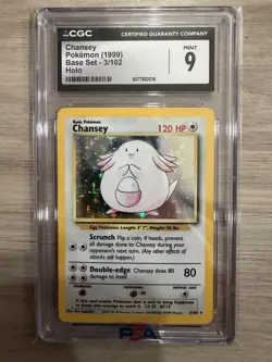 1999 Pokemon Chansey CGC 9 Mint Holo #3 Base Set - Image 1