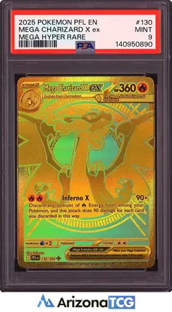 Pokemon 25 Mega Charizard X ex 130 Gold Mega Hyper Rare Phantasmal Flames PSA 9 - Image 1