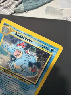 Pokemon “Aligatueur” Feraligatr French 5/111 Neo Genesis Holo Rare HP/DMG SWIRL - Image 3