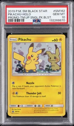 2019 POKEMON SM BLACK STAR PROMO #SM162 PIKACHU-HOLO PSA 10 - Image 1