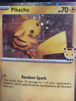 Pikachu 051 /162 Stamped 2026 Pokemon Day 30th Anniversary Promo Cosmos w/ SWIRL - Image 1