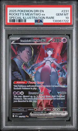 Pokemon Team Rocket's Mewtwo ex 231/182 Destined Rivals SIR PSA 10 PRISTINE - Image 1