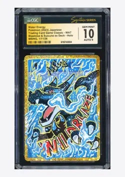 Pokemon CGC 10 GEM AUTO 9 Water Energy Charizard Msing 2023 #WAT CLK Japanese - Image 1