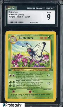 1999 Pokemon Jungle 1st Edition 33/64 Butterfree CGC 9 MINT - Image 1