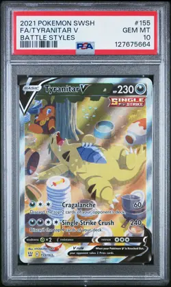 2021 Pokemon Sword & Shield Battle Styles #155 Fa/Tyranitar V PSA 10 - Image 1