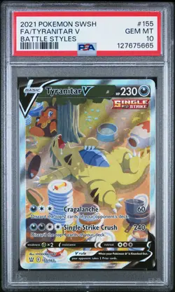 2021 Pokemon Battle Styles #155 Fa/Tyranitar V PSA 10 - Image 1