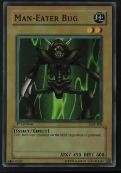 Man-Eater Bug LOB-108 Super Rare WAVY 1st Edition Faded Yu-Gi-Oh - Image 1