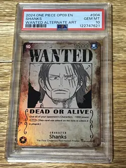2024 One Piece Shanks Super Rare Alt Art Wanted #OP09-004 PSA 10 - Image 1