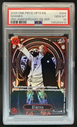 2025 One Piece 3rd Anniversary Shanks Silver #OP09-004 PSA 10 - Image 1