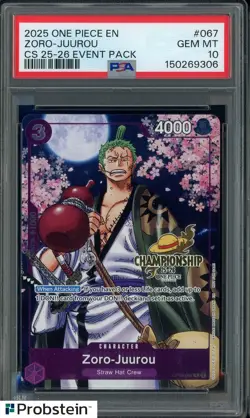 2025 One Piece EN Championship 25-26 Event Pack #067 Zoro-Juurou PSA 10 - Image 1