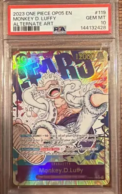 🔥2023 One Piece TCG OP05-119 Monkey D. Luffy SEC Alt Art Gear 5 PSA 10 English - Image 1