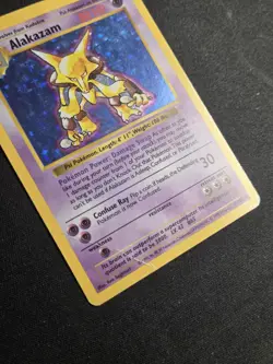 Alakazam 1/102 HP/DMG Base Set Shadowless Holo Rare Vintage Pokemon Card 1999 - Image 3
