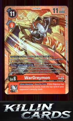 WarGreymon BT17-015 R Digimon Card Game Rare Secret Crisis Card NM - Image 1